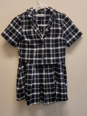Hollister Girls' Black & White Plaid Skirt And Cropped Top
